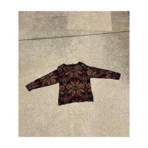 Vtg Prophecy Shirt Women Size Medium Paisley Pattern Crewneck Long Sleeve Blouse